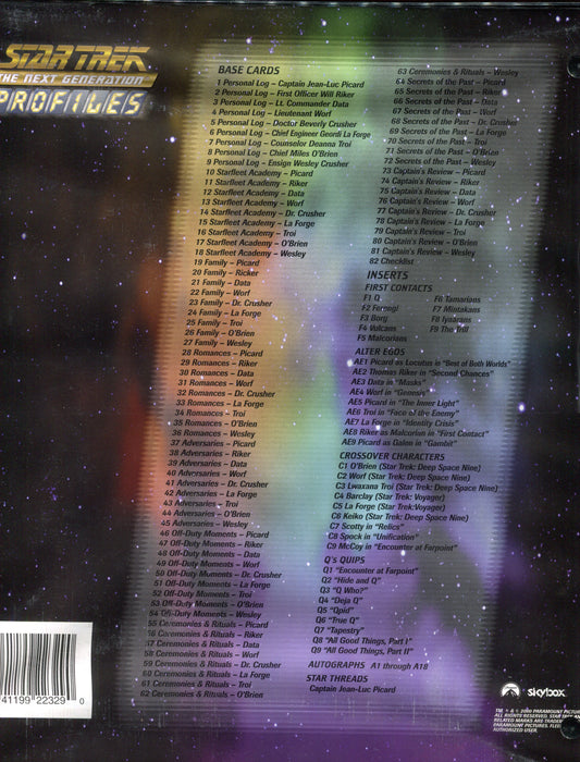 Star Trek The Next Generation Profiles Empty Trading Card Album SkyBox 2000   - TvMovieCards.com