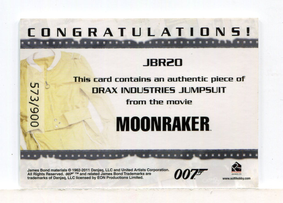 James Bond Mission Logs Jumpsuit Relic Costume Card JBR20 #573/900   - TvMovieCards.com