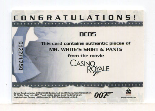 James Bond in Motion 2008 Mr. White Double Costume Card DC05 #0122/1250   - TvMovieCards.com