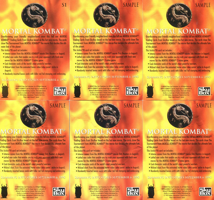 Mortal Kombat The Movie Promo Trading Card Lot 6 Cards SkyBox 1995   - TvMovieCards.com