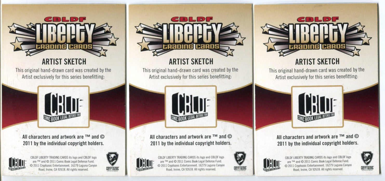 2011 CBLDF Comic Book Defense Fund Liberty Artist 3-Panel Sketch Trading Card   - TvMovieCards.com