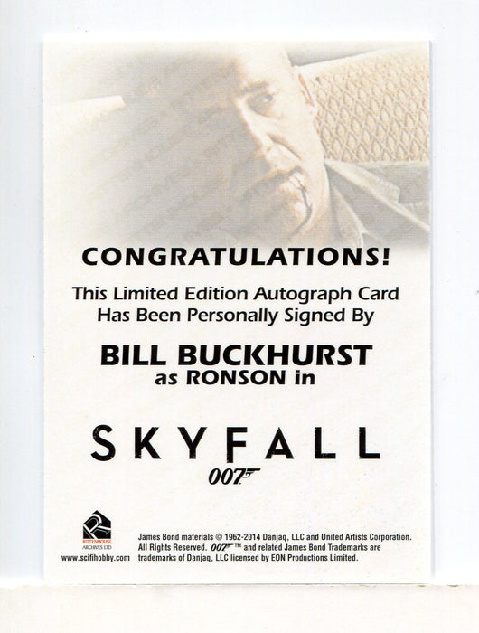James Bond Archives 2015 Edition Bill Buckhurst Autograph Card   - TvMovieCards.com