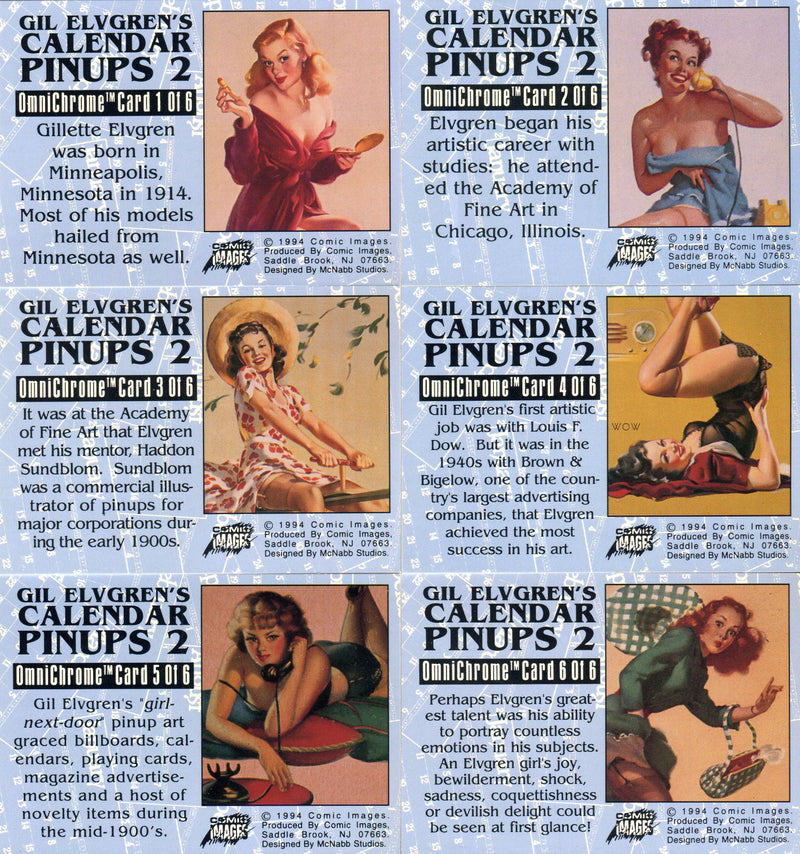 Elvgren Calendar Pin-Ups 2 Omnichrome Chase Card Set (6) Comic Images 1994   - TvMovieCards.com