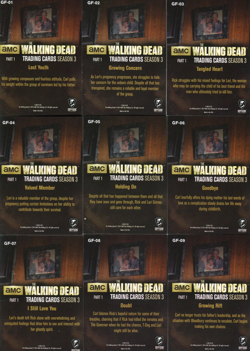Walking Dead Season 3 Part 1 Grimes Family Shadowbox Chase Card Set (9)   - TvMovieCards.com