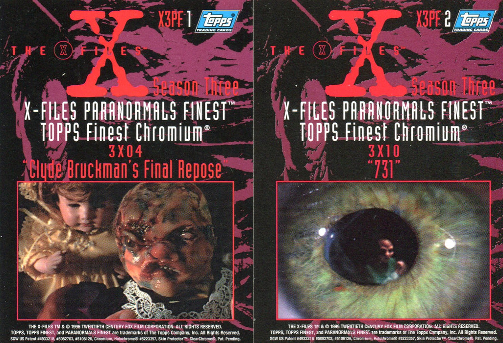 X-Files Season 3 Paranormal's Finest Chase Card Set 2 Cards Topps 1996   - TvMovieCards.com