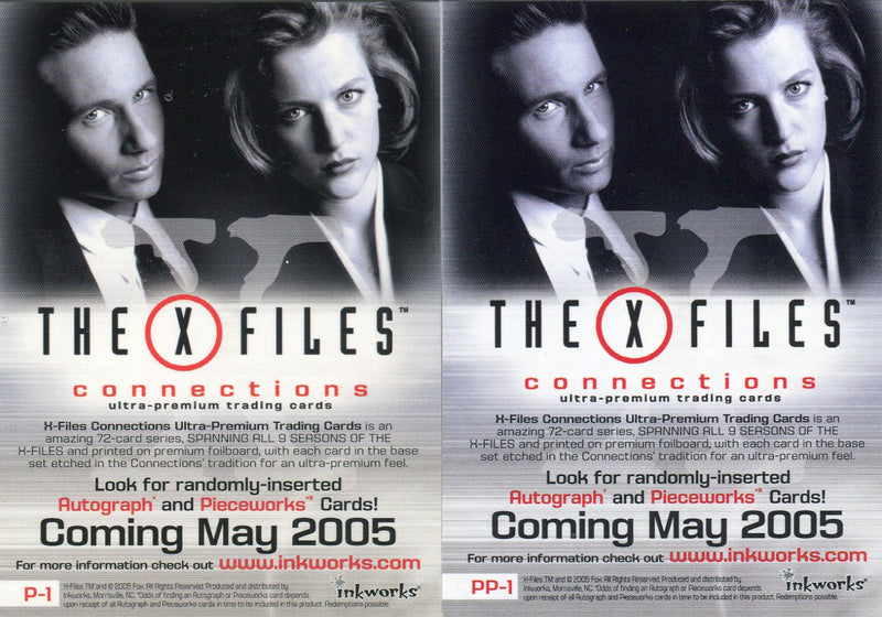 X-Files Connections Foil Promo Card Lot 2 Cards P-1 and PP-1 Topps 2005   - TvMovieCards.com