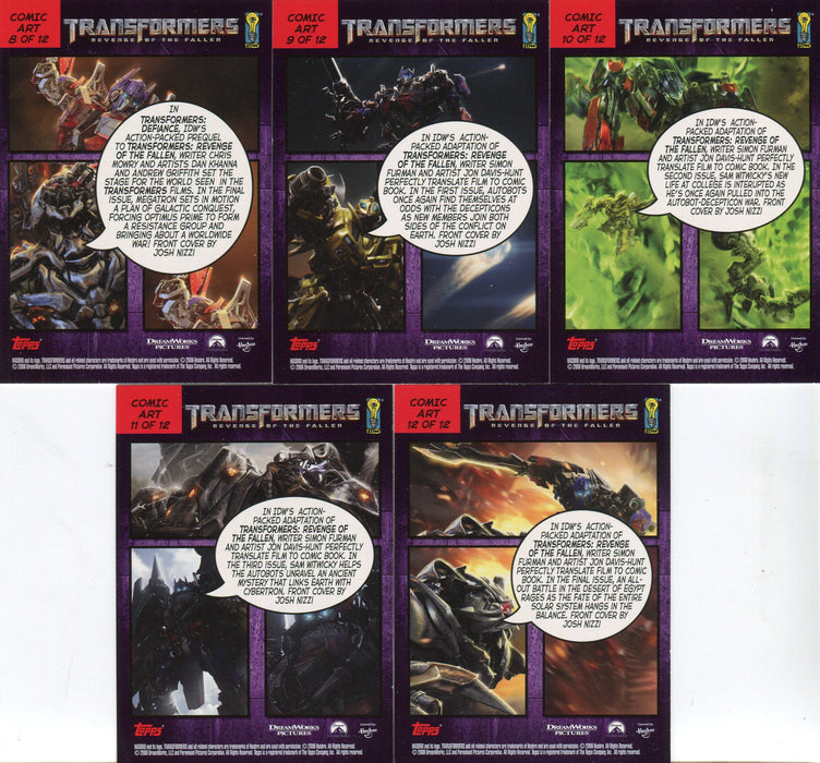 Transformers Revenge of Fallen Comic Art Chase Card Set 12 Cards Topps 2009   - TvMovieCards.com
