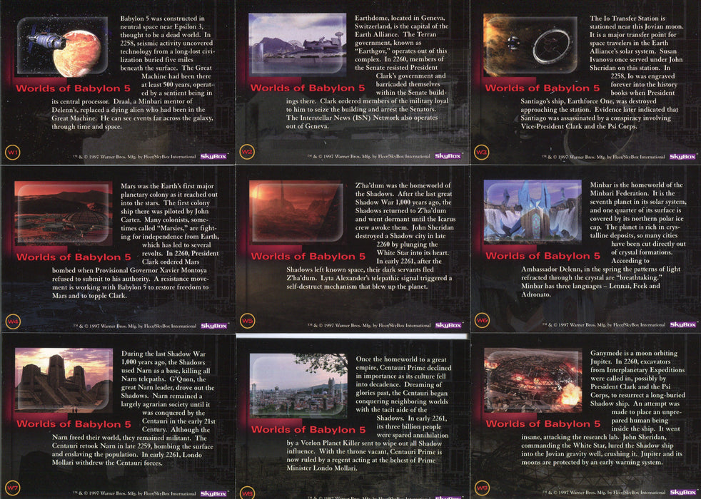 Babylon 5 Special Edition Worlds of Babylon 5 Chase Card Set W1 - W9   - TvMovieCards.com