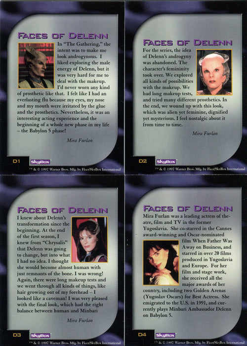 Babylon 5 Special Edition The Faces of Delenn Chase Card Set D1 - D4   - TvMovieCards.com