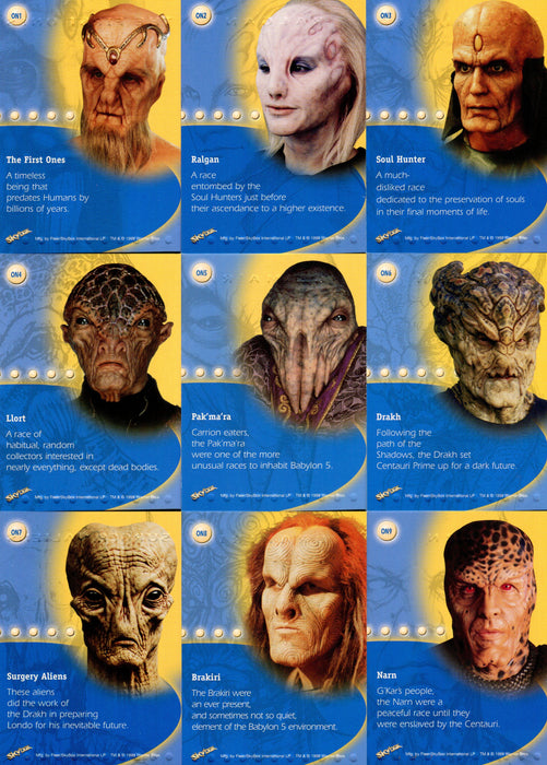 Babylon 5 Profiles The Optic Nerve Chase Card Set ON1 - ON9 Skybox 1999   - TvMovieCards.com