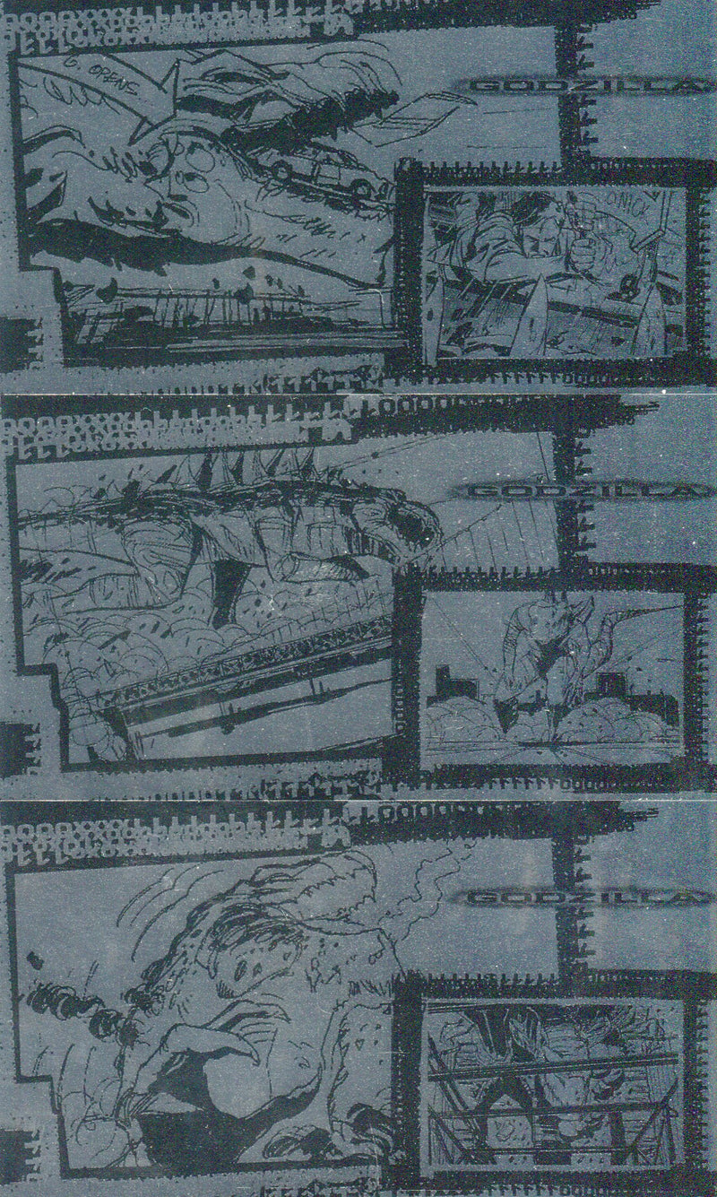 Godzilla The Movie Supervue Widevision Silverzilla Foil Chase Card Set S1-3   - TvMovieCards.com