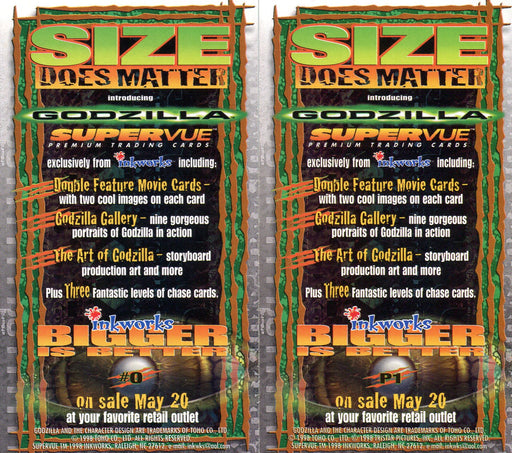 Godzilla The Movie Supervue Widevision Size Does Matter Promo Card Lot (2)   - TvMovieCards.com