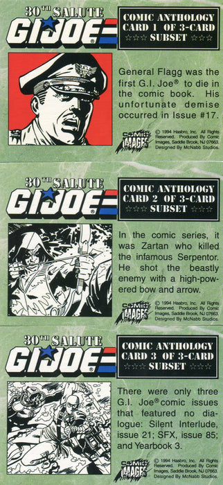 G.I. Joe 30th Salute Comic Anthology 3-Card Subset Chase Card Set 1994   - TvMovieCards.com