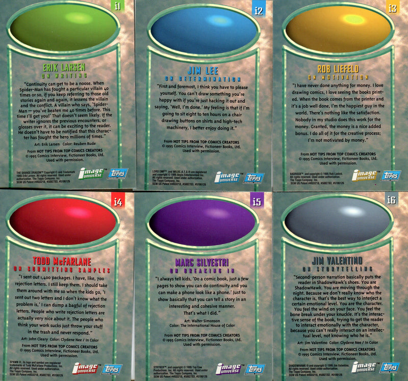 Image Universe Interview Refractor Chase Card Set 6 Cards I1 - I6 Topps 1995 - TvMovieCards.com
