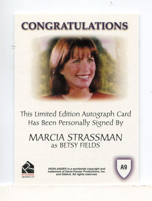 Highlander Complete Marcia Strassman as Betsy Fields Autograph Card A9   - TvMovieCards.com