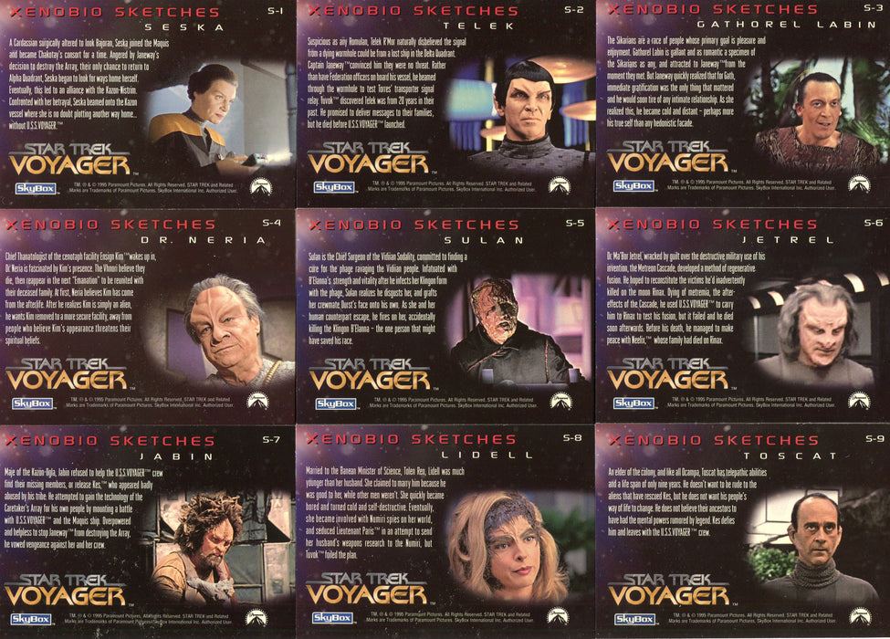 Star Trek Voyager Season 1 Series 2 Xenobio Sketches Chase Card Set S1-9   - TvMovieCards.com