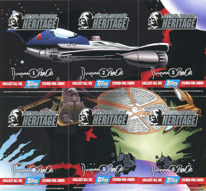 Star Wars Heritage Etched Foil Wave 1 Chase Card Set 6 Cards Topps 2004   - TvMovieCards.com
