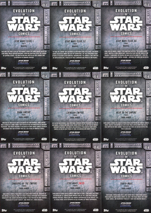 Star Wars Evolution 2016 Evolution of Star Wars Comics Chase Card Set EC1-17   - TvMovieCards.com