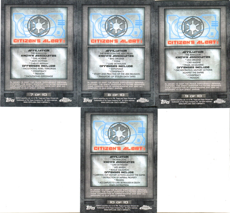 Star Wars Chrome Perspectives Wanted Posters Chase Card Set 10 Cards   - TvMovieCards.com