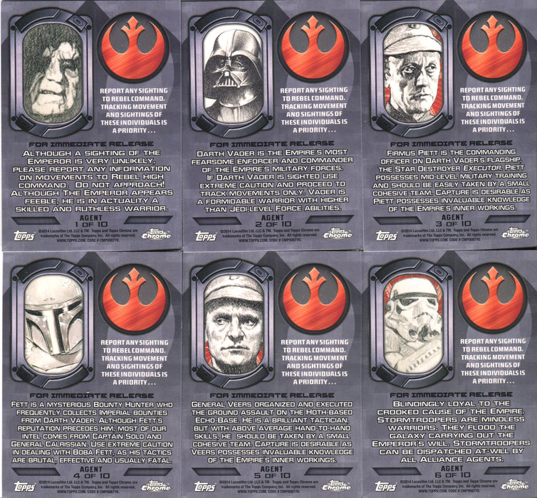 Star Wars Chrome Perspectives Agents of the Empire Chase Card Set 10 Cards   - TvMovieCards.com