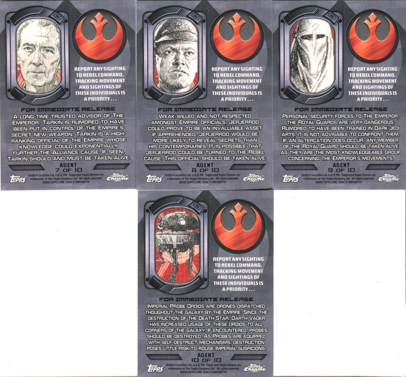 Star Wars Chrome Perspectives Agents of the Empire Chase Card Set 10 Cards   - TvMovieCards.com