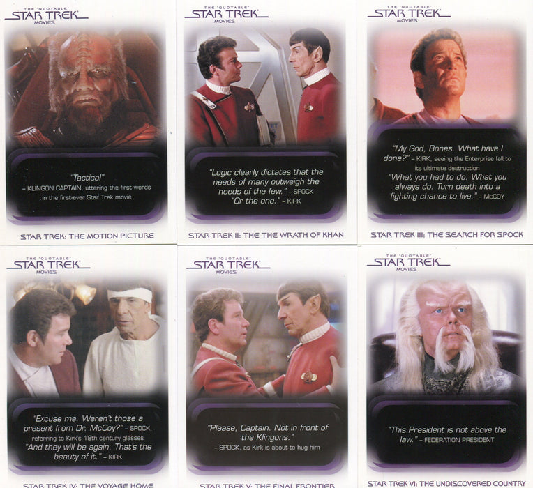 Star Trek Movies in Motion The Quotable Movies Chase Card Set Q1 - Q10   - TvMovieCards.com