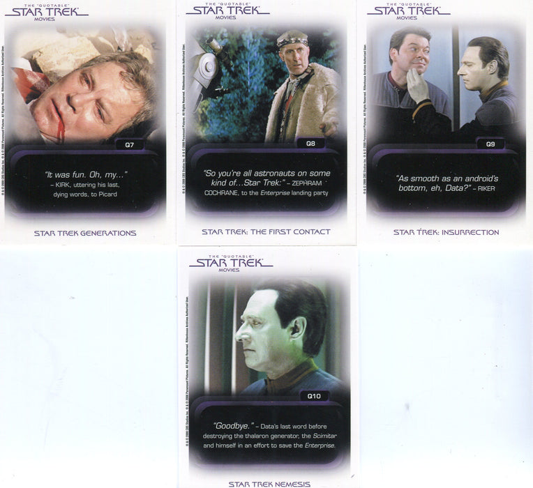 Star Trek Movies in Motion The Quotable Movies Chase Card Set Q1 - Q10   - TvMovieCards.com