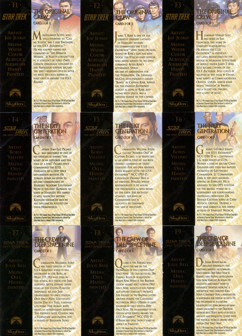 Star Trek Master Series 2 Crew Triptych Chase Card Set F1 - F9 Skybox 1994   - TvMovieCards.com