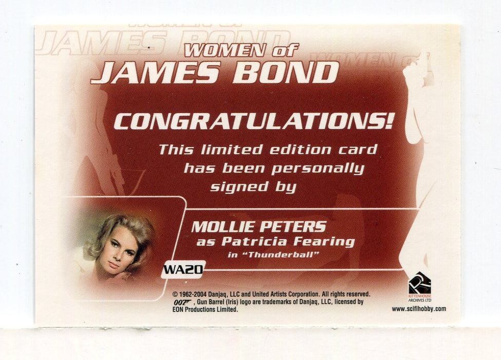 James Bond The Quotable James Bond Mollie Peters Autograph Card WA20   - TvMovieCards.com