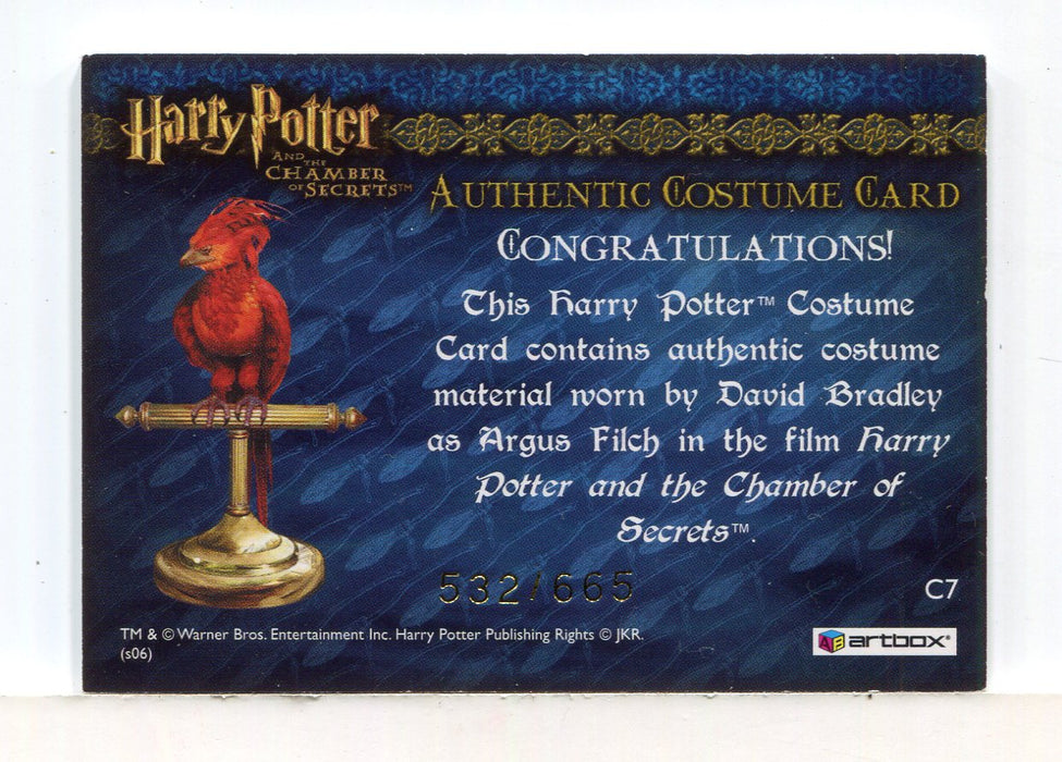 Harry Potter Chamber Secrets Argus Filch's Overcoat Costume Card HP C7 #532/665   - TvMovieCards.com