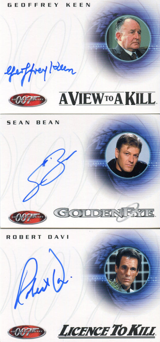 James Bond 40th Anniversary Expansion Autograph Card Set Sean Bean, Davi, Keen   - TvMovieCards.com