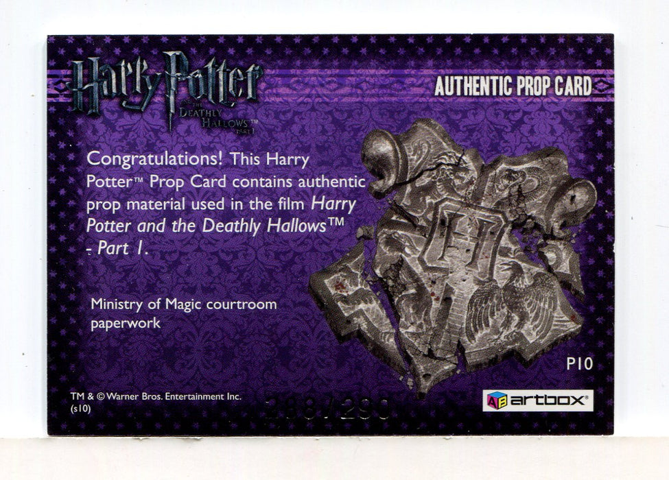 Harry Potter Deathly Hallows 1 Court Room Paperwork Prop Card HP P10 #288/290   - TvMovieCards.com