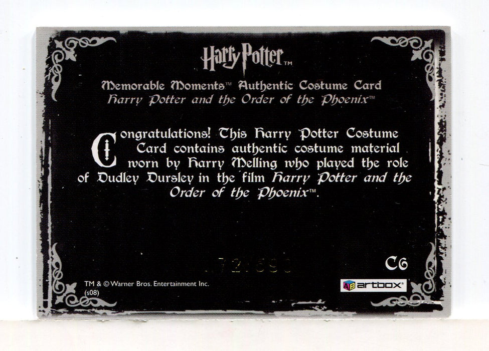 Harry Potter Memorable Moments 2 Dudley Dursley Costume Card HP C6 #172/590   - TvMovieCards.com