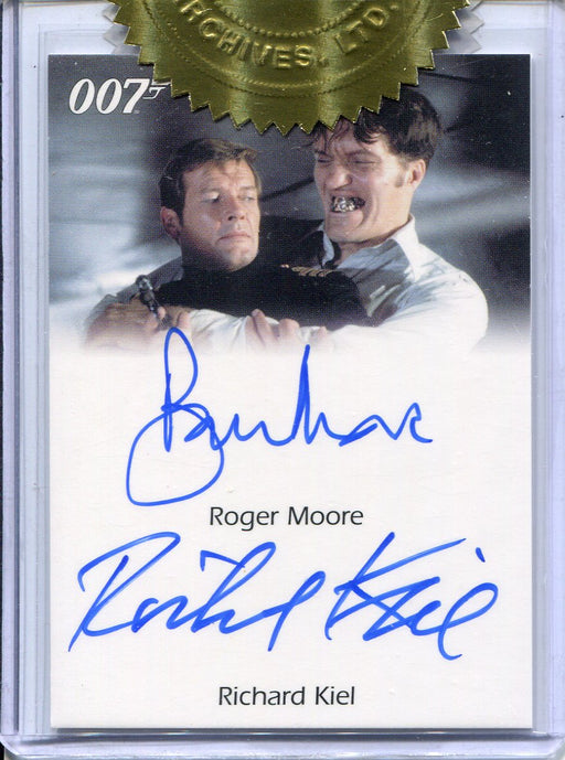 James Bond 50th Anniversary 2 Roger Moore & Richard Kiel Dual Autograph Card   - TvMovieCards.com