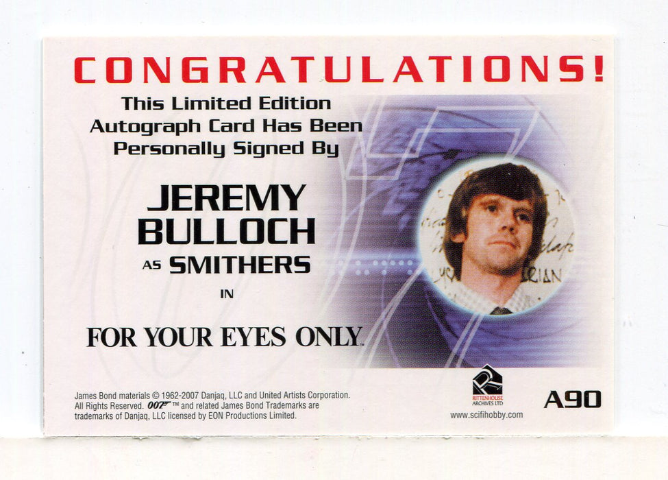 James Bond Complete Binder Exclusive Jeremy Bulloch Autograph Card A90   - TvMovieCards.com