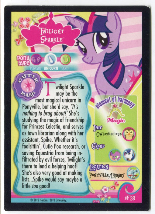 My Little Pony Series 1 Twilight Sparkle F39 Promo Trading Card Holo NM   - TvMovieCards.com