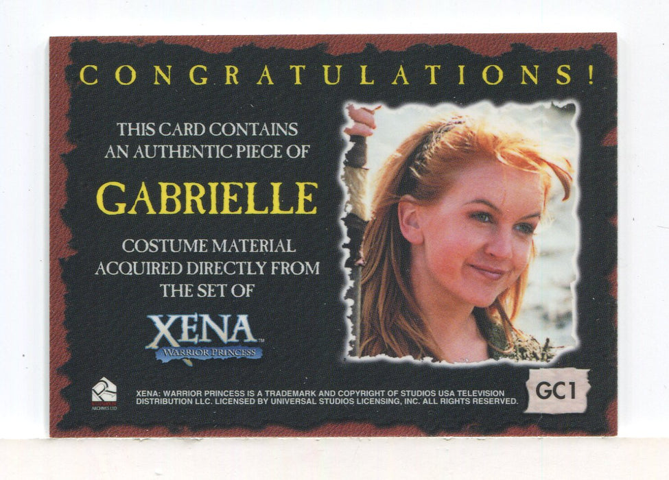 Xena Season Six Renee O'Connor as Gabrielle Case Topper Costume Card GC1