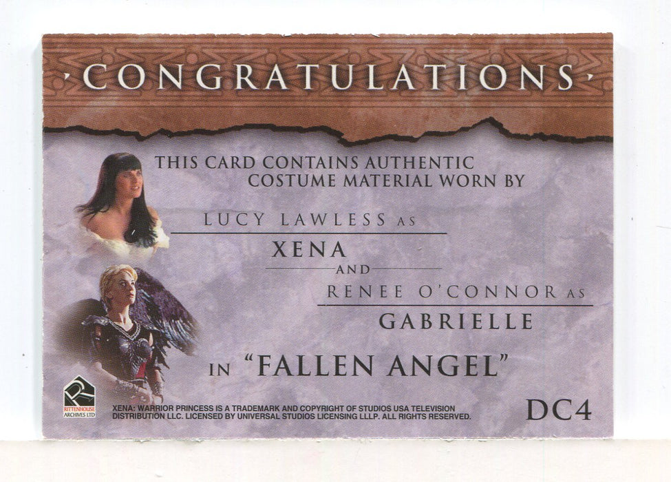 Xena Beauty and Brawn Xena & Gabrielle Double Costume Card DC4 (Black)   - TvMovieCards.com