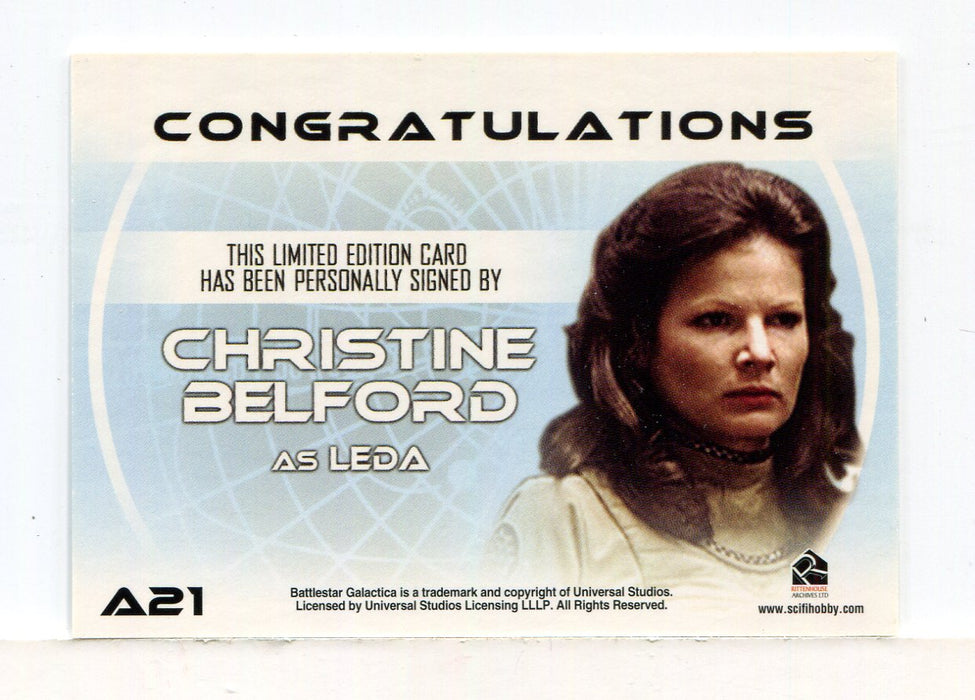 Battlestar Galactica Colonial Warriors Christine Belford Autograph Card A21   - TvMovieCards.com