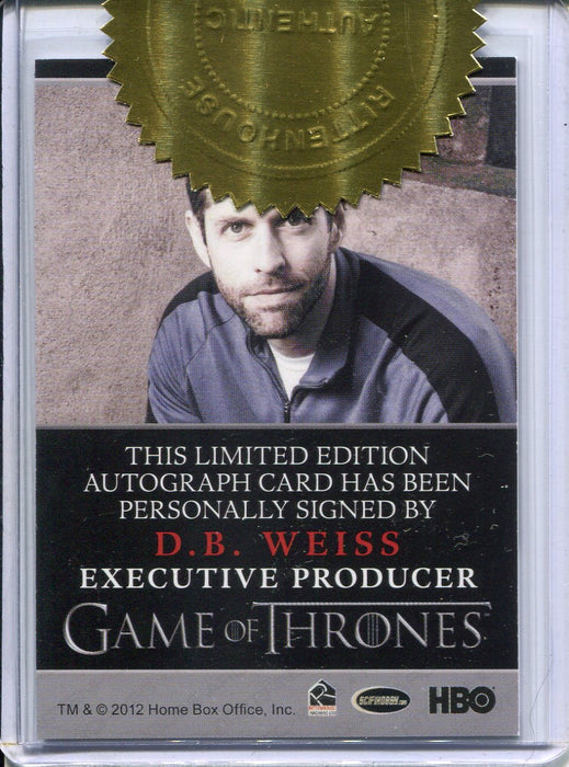 Game of Thrones Season 2 Dealer Incentive D.B. Weiss Autograph Card   - TvMovieCards.com