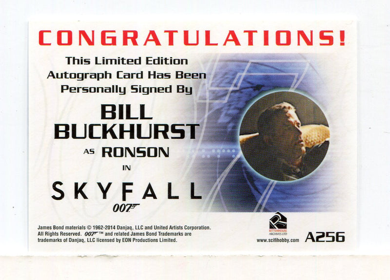 James Bond Archives 2014 Edition Bill Buckhurst Autograph Card A256   - TvMovieCards.com