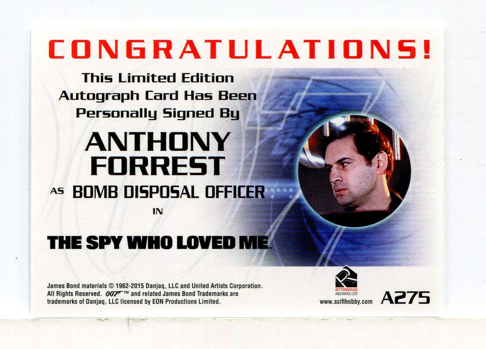 James Bond Archives 2015 Edition Anthony Forrest Autograph Card A275   - TvMovieCards.com
