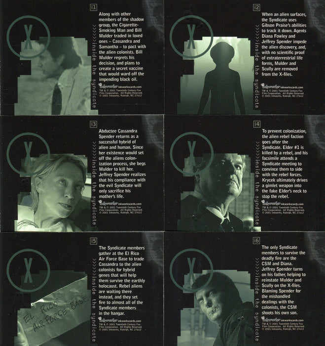 X-Files Seasons 6/7 Inside the Syndicate Chase Card Set i1-i6 Inkworks 2001   - TvMovieCards.com