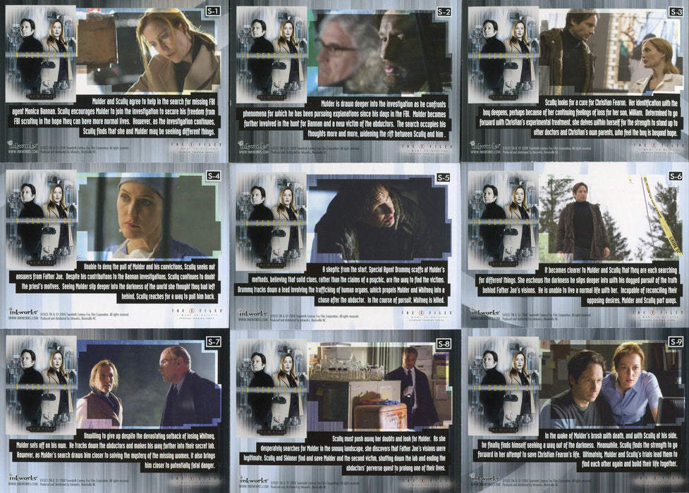 X-Files I Want to Believe In Search of Chase Card Set 9 Cards Inkworks 2008   - TvMovieCards.com