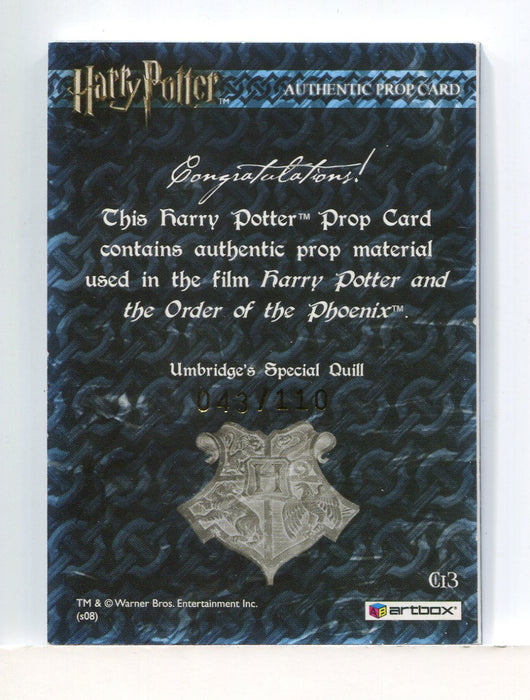The World of Harry Potter 3D 2 Special Quill Incentive Prop Card HP Ci3 #043/110   - TvMovieCards.com