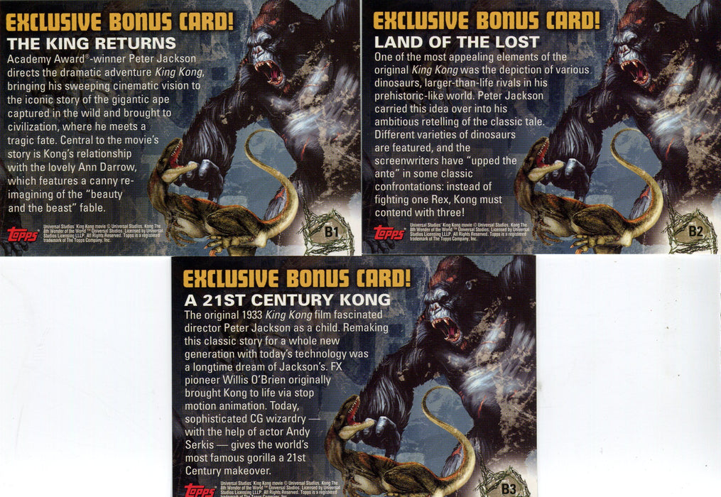 King Kong 8th Wonder of World Blister Pack Chase Card Set B1-3 Topps 2005   - TvMovieCards.com