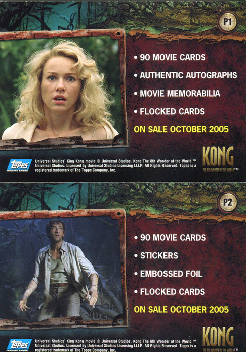King Kong 8th Wonder of World Promo Card Set P1 and P2 Topps 2005   - TvMovieCards.com