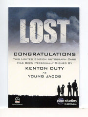 Lost Relics Kenton Duty as Young Jacob Autograph Card   - TvMovieCards.com