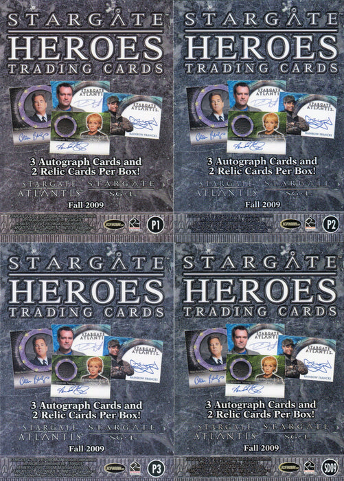 Stargate SG-1 Heroes Promo Card Set P1 thru P3 and SD09 Ritenhouse 2009   - TvMovieCards.com