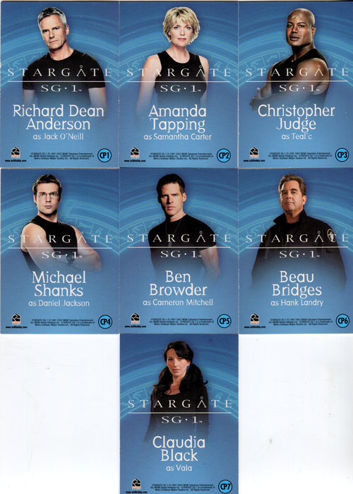 Stargate SG-1 Season 9 Nine Cast Posters Foil Chase Card Set CP1-CP7 2007   - TvMovieCards.com